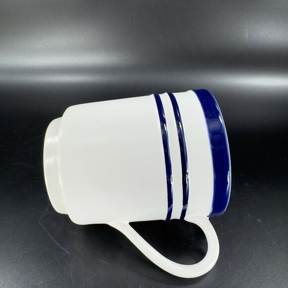 Lenox Kate Spade Ceramic Coffee Mug Cup Sculpted Stripe Cobalt Blue White VTG - Picture 7 of 14